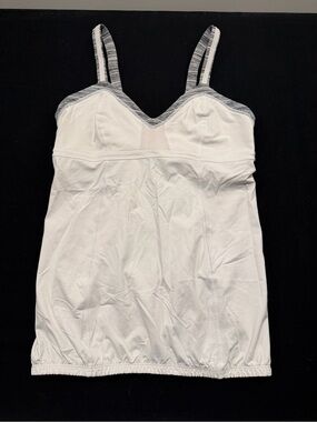 Lululemon Women's White Camisole Tank with Striped Trim